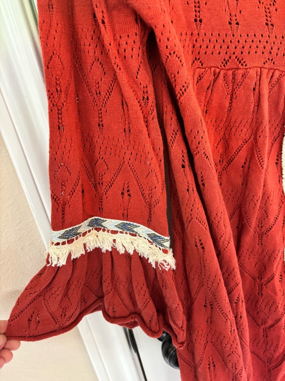 NWT Hayden Size L 100% Cotton Orange Knit Boho Tunic Embroidered Cottagecore - Picture 3 of 6